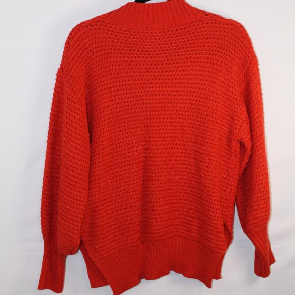 Womens orange chunky knit long-sleeve mock turtleneck ribbed hem and cuff XL - Picture 8 of 9